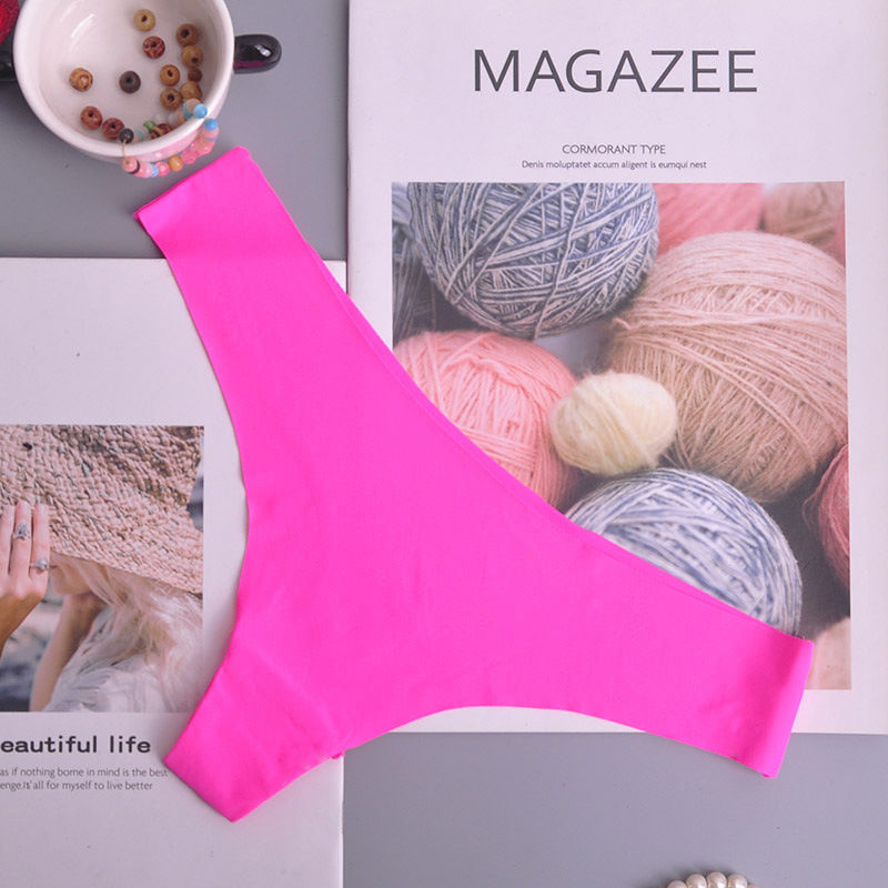 Thumbnail: 3PCS Seamless Panties Women Ice Silk Underwear Low Waist V-Waist Briefs Cotton C
