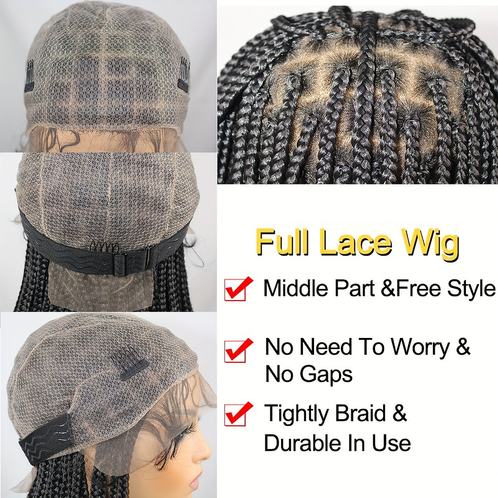 Thumbnail: Women's 10-Inch Bob Braided Wig Full Lace - High Temperature Fiber Synthetic