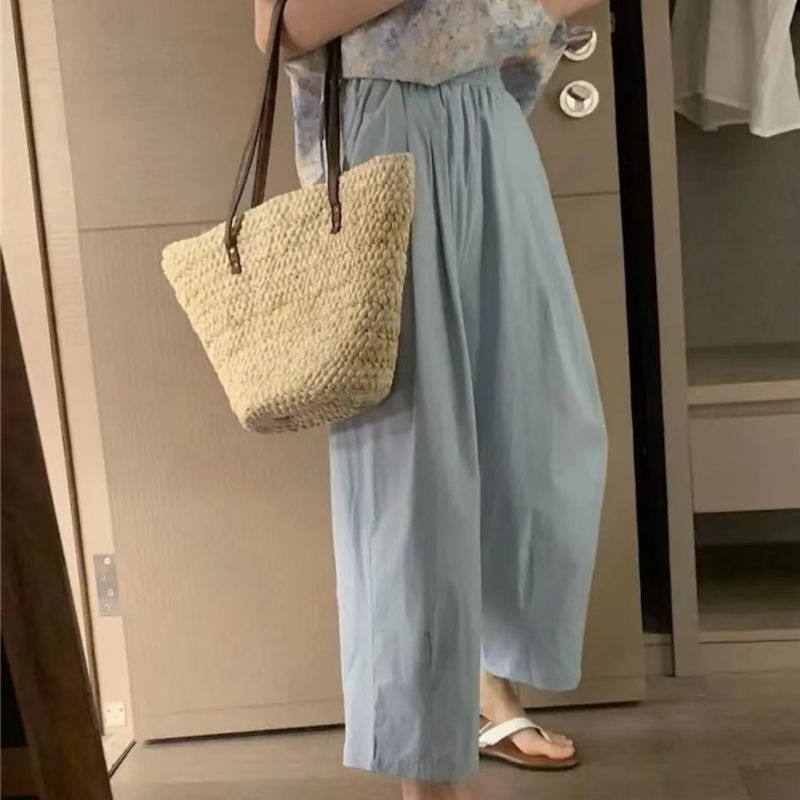 Thumbnail: Summer Women's Plus Size Pants 2026 Solid High-waisted Versatile Harun Wide-leg 