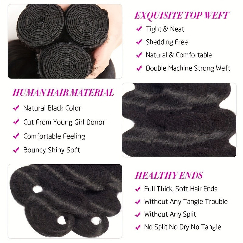 Thumbnail: 10A Grade Human Hair Bundles Body Wave