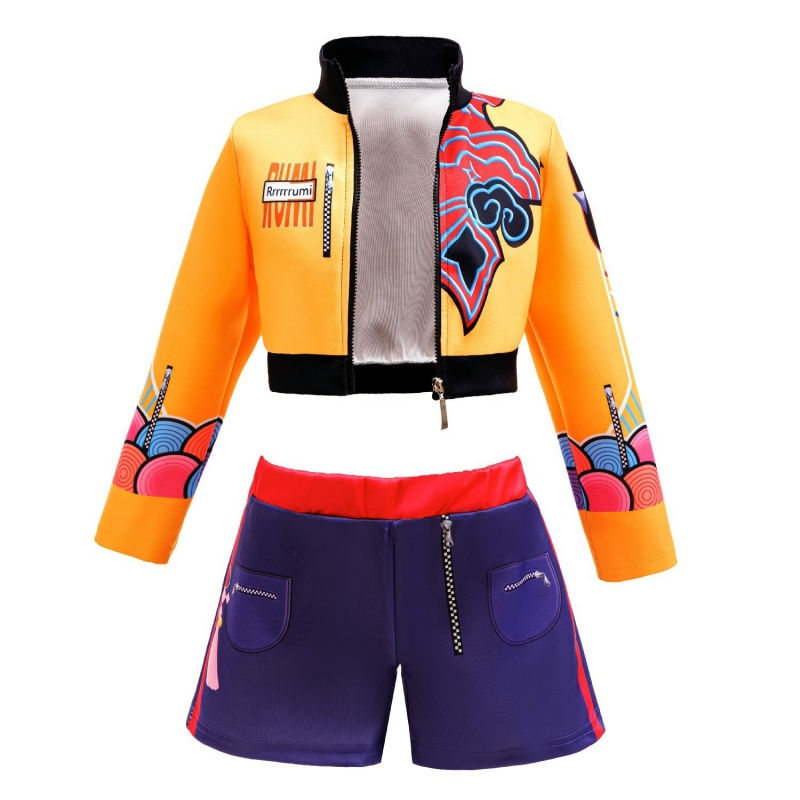Thumbnail: Kids Girls Coats+inside Clothing+Shorts 3 Pieces Set