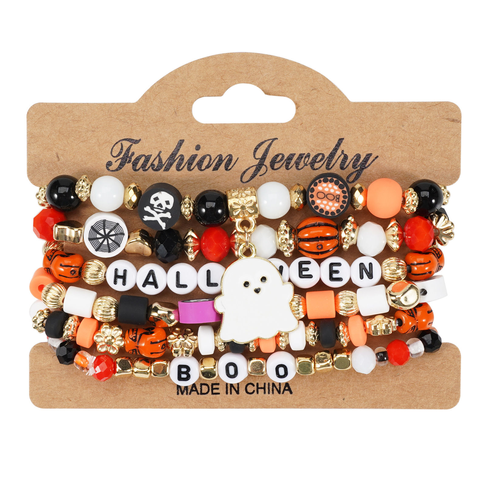 Halloween Bracelet Boo Halloween European and American Cross-Border Beaded Elast