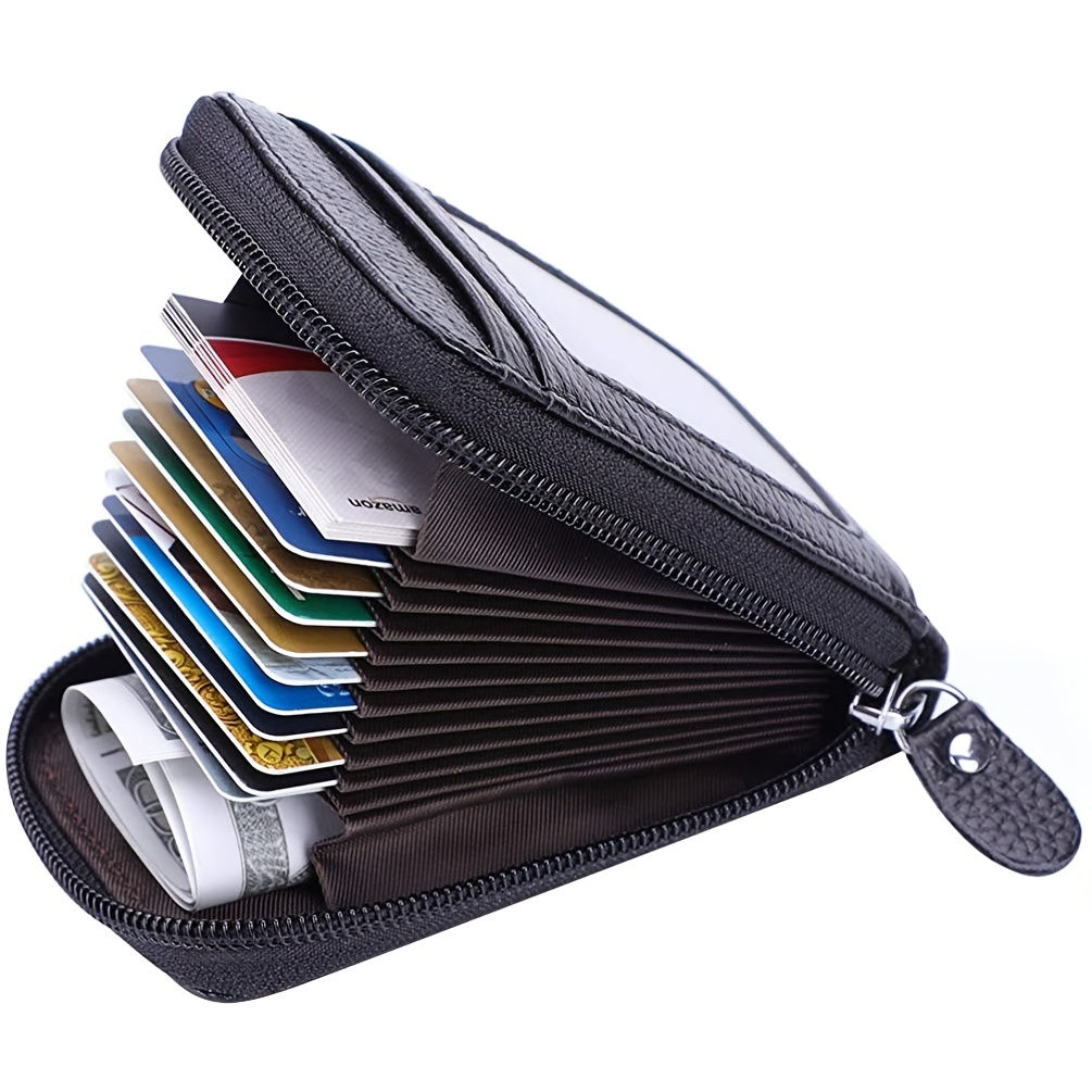 [Genuine Leather | Anti-Theft] Genuine Leather Credit Card Wallet with Zipper | 