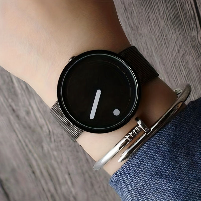 Thumbnail: Stylish Round Pointer Quartz Watch - Minimalist Design, Accurate Timekeeping, Me