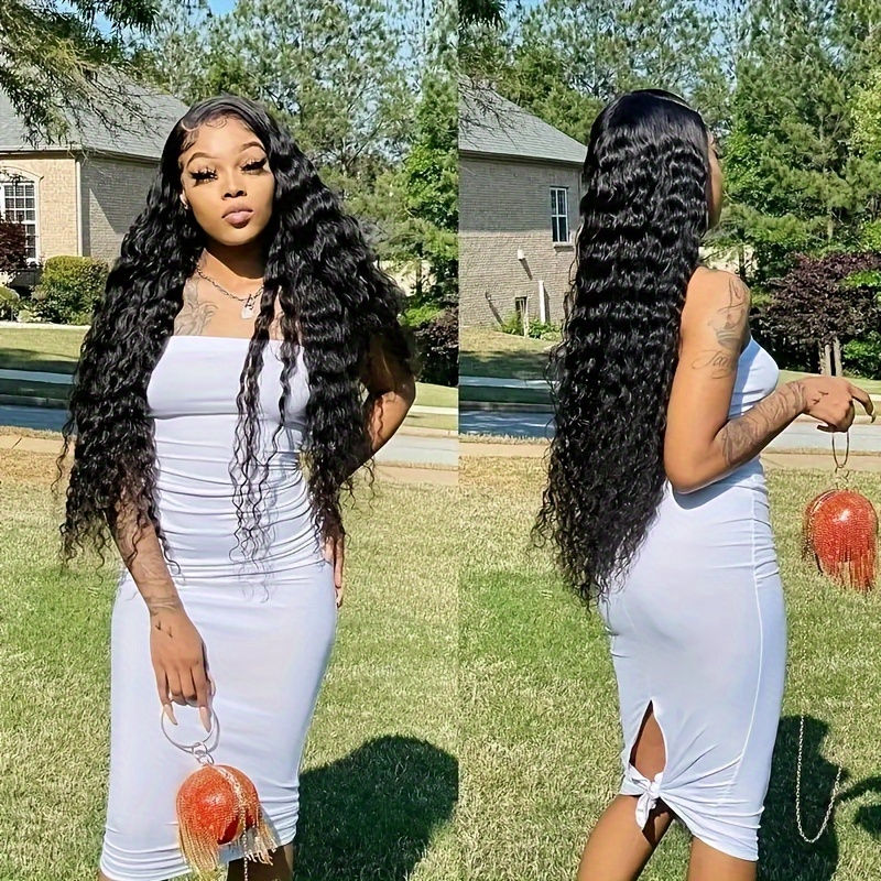 Thumbnail: Peruvian Deep Wave Hair With 5x5 Lace Closure Unprocessed Human Hair Bundles 
