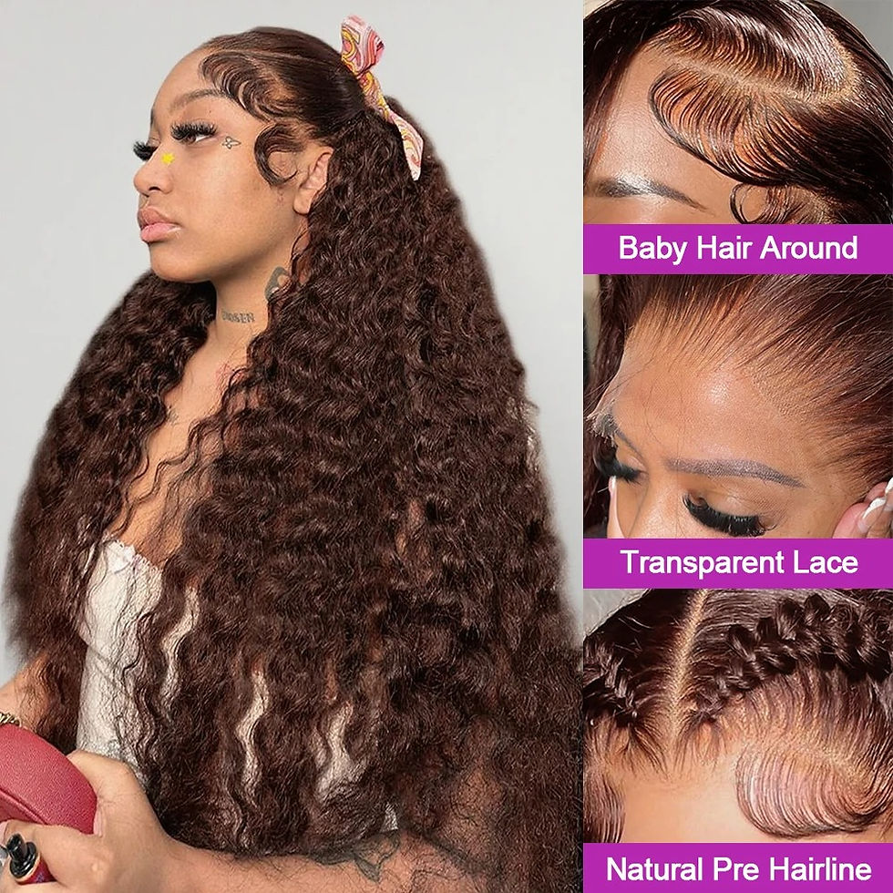 Thumbnail: Chocolate Brown Deep Wave Human Hair Wigs