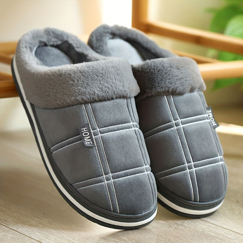 Thumbnail: Luxurious Mens Plush Slippers - Ultra-Soft & Cozy, Non-Slip FuzzySlides for Indo