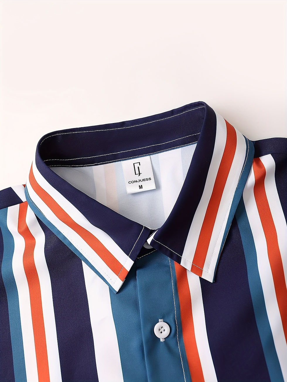 Thumbnail: Men's 2Pcs Outfits, Casual Striped Button Up Short Sleeve Shirt And Shorts Set F