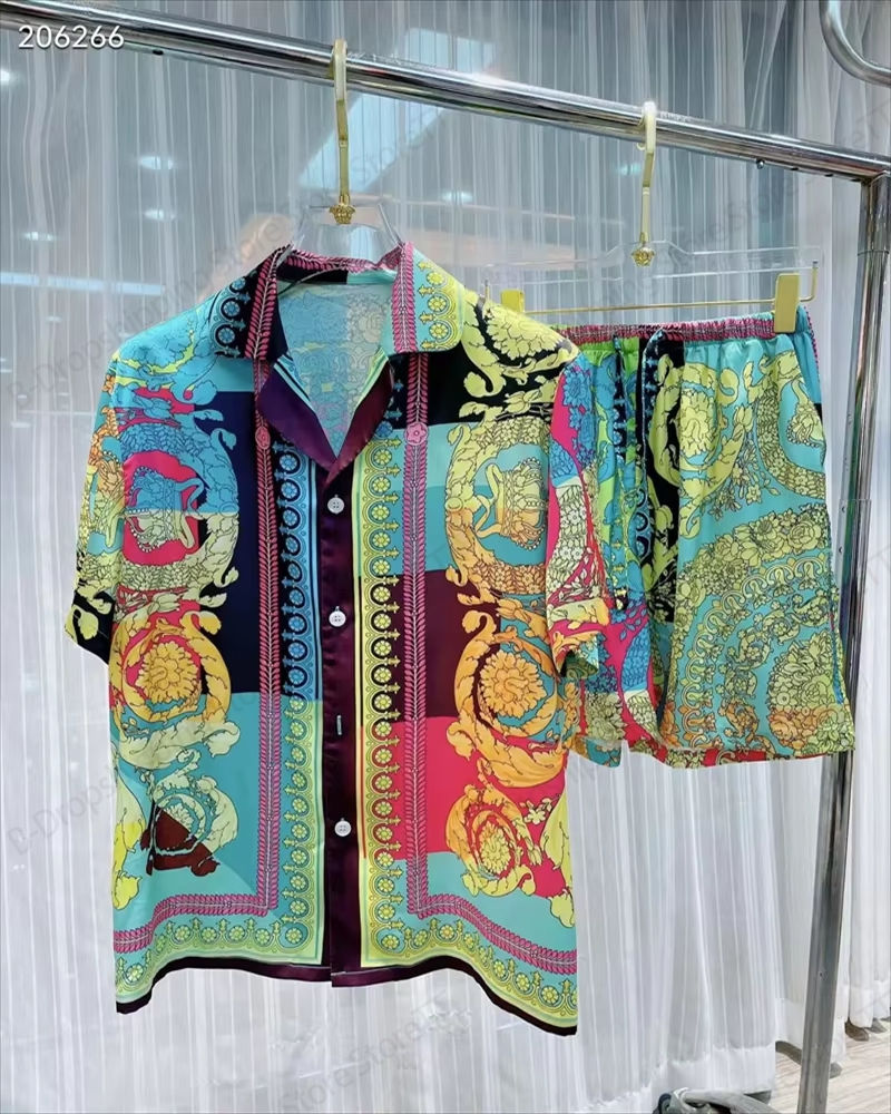 Thumbnail: Men Hawaiian Shirt+Shorts 2PCS 