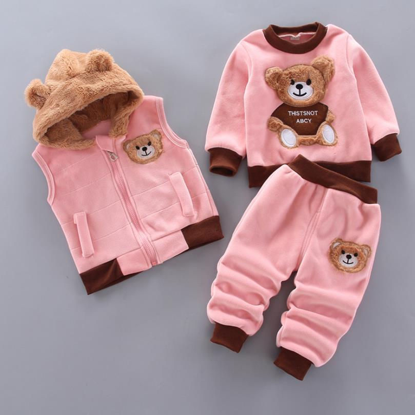 Thumbnail: Winter, Autumn Kids Thicken Velvet Hoodie Jacket And Pants Set 