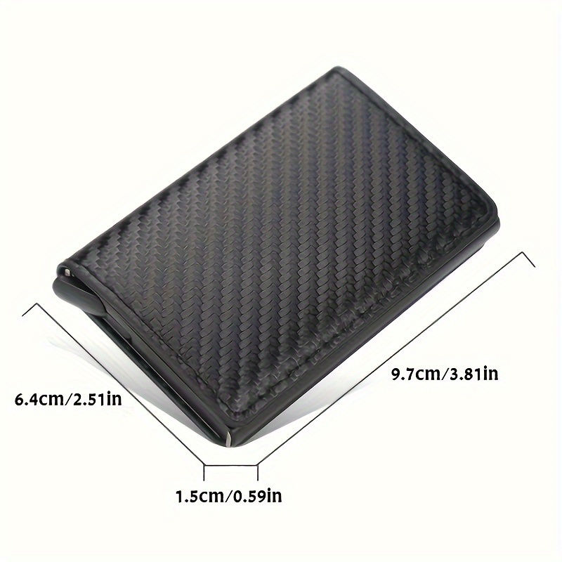 Thumbnail: OBCREATOR Carbon Fiber RFID Blocking Wallet, Slim Metal Pop-Up Credit Card Holde