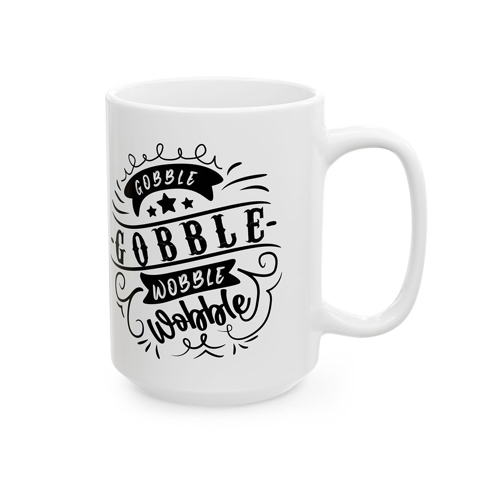 Thumbnail: Gobble Gobble Thanksgiving Mug - White