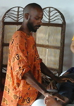 Reiki Mastered Teacher Gahiji Akil in session