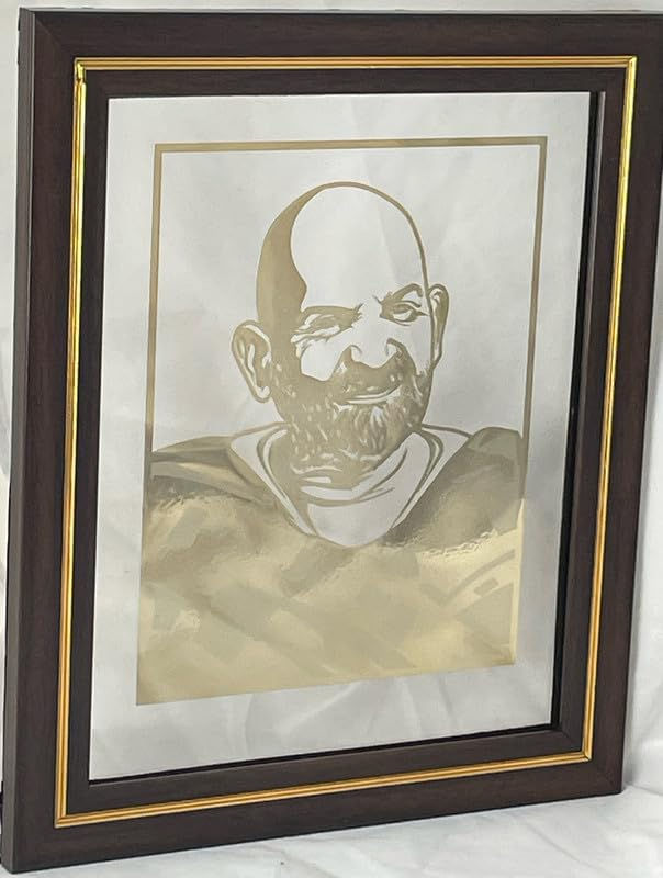 Thumbnail: Neem Karoli Baba Wooden Gold Plated Wall Hanging Photo Frame for Home Décor