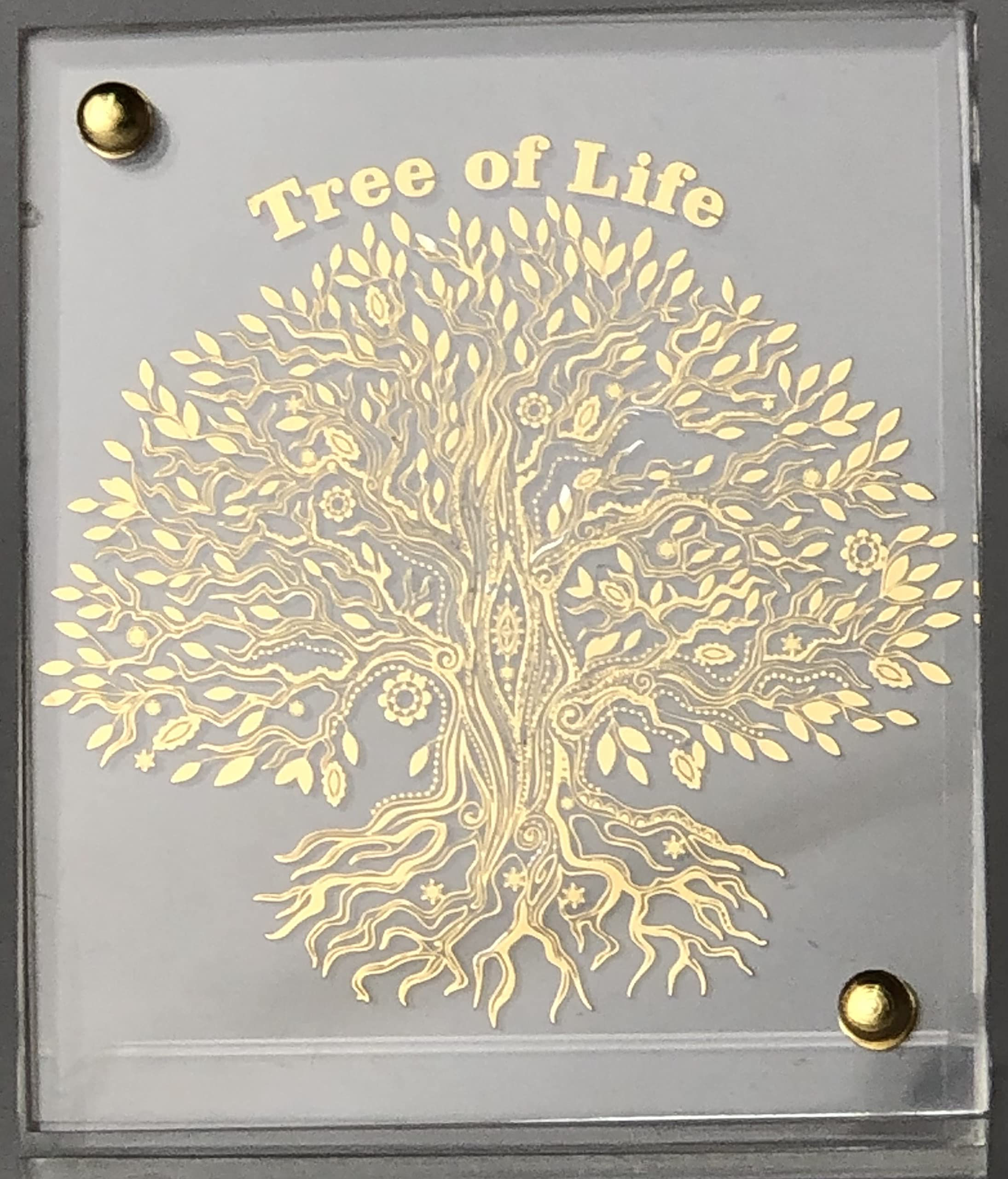 Tree of Life Gold Plated Table Top Acrylic Frame for Car Dashboard