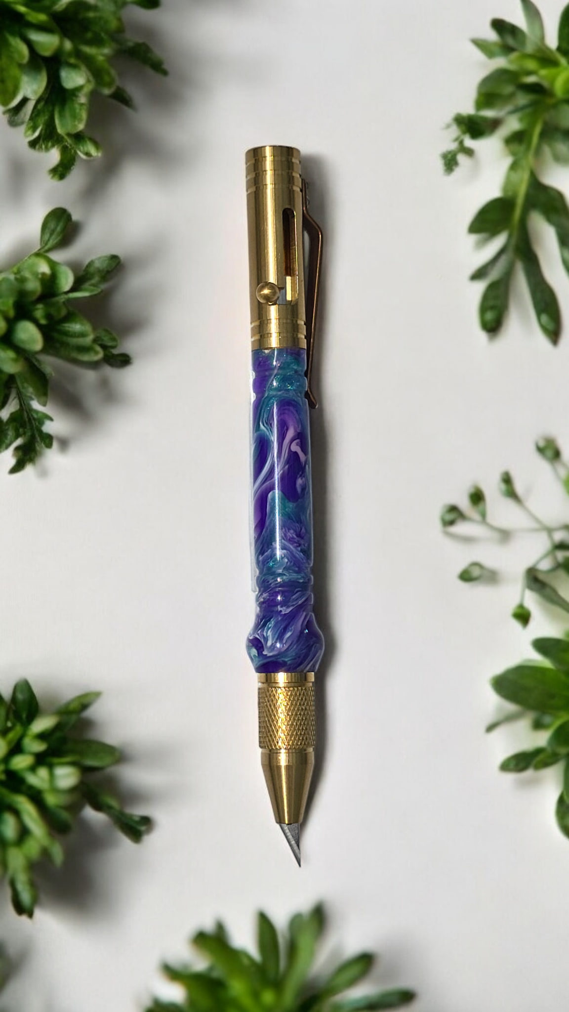 Purple and Brass Small Hobby Knife