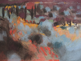 Olive Trees, evening, Pastel, 55 x 78cm