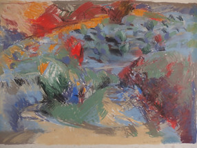 Olive Tree Terraces, Pastel, 55 x 78cm