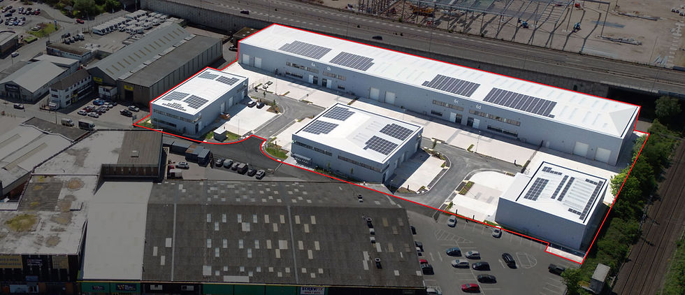 Aerial site mapping and 360 walkthrough view of commercial warehousing development