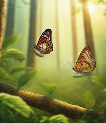 2 butterflies in a beautiful forest. There is mist..jpg