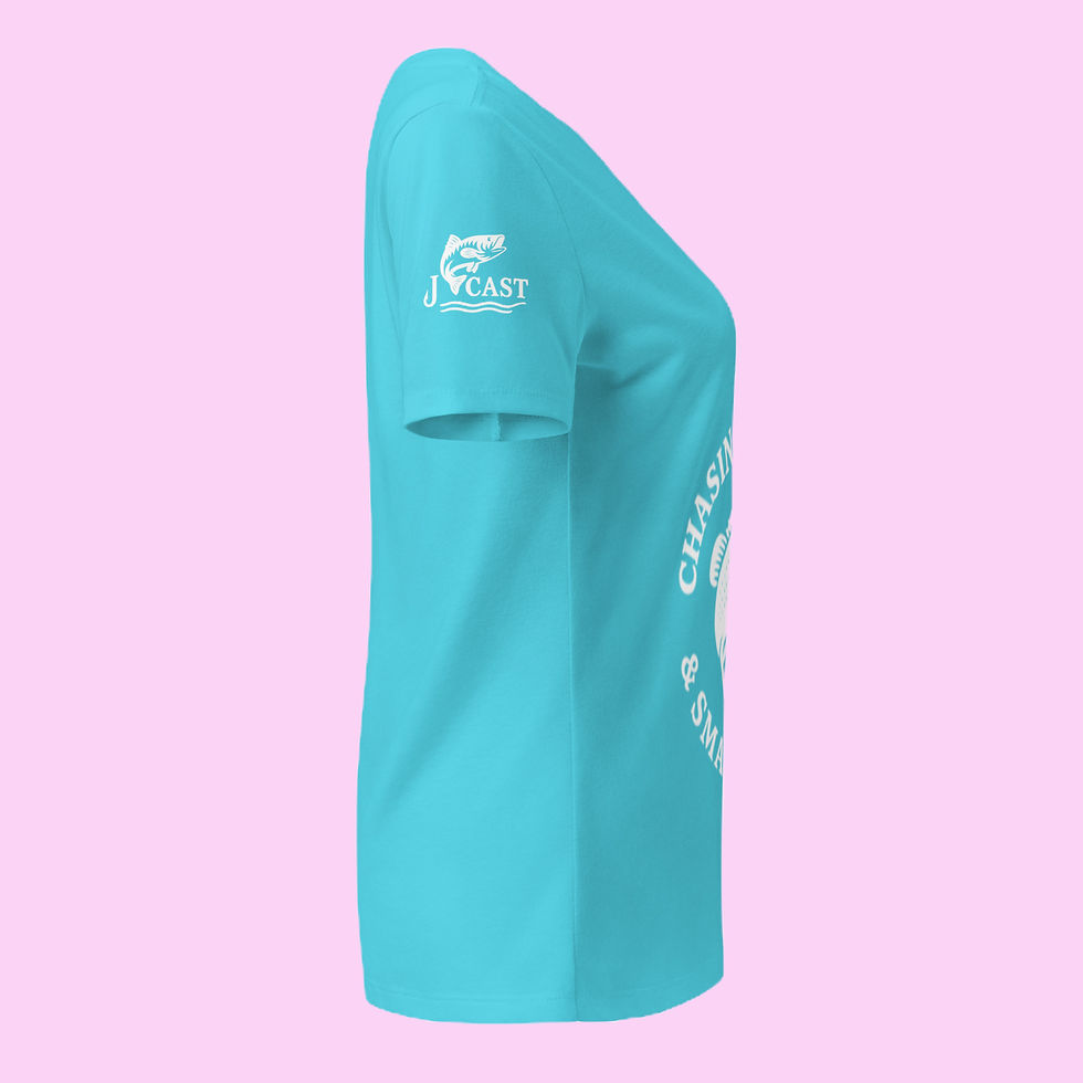 Thumbnail: Sunsets and Small mouth t-shirt side view blue