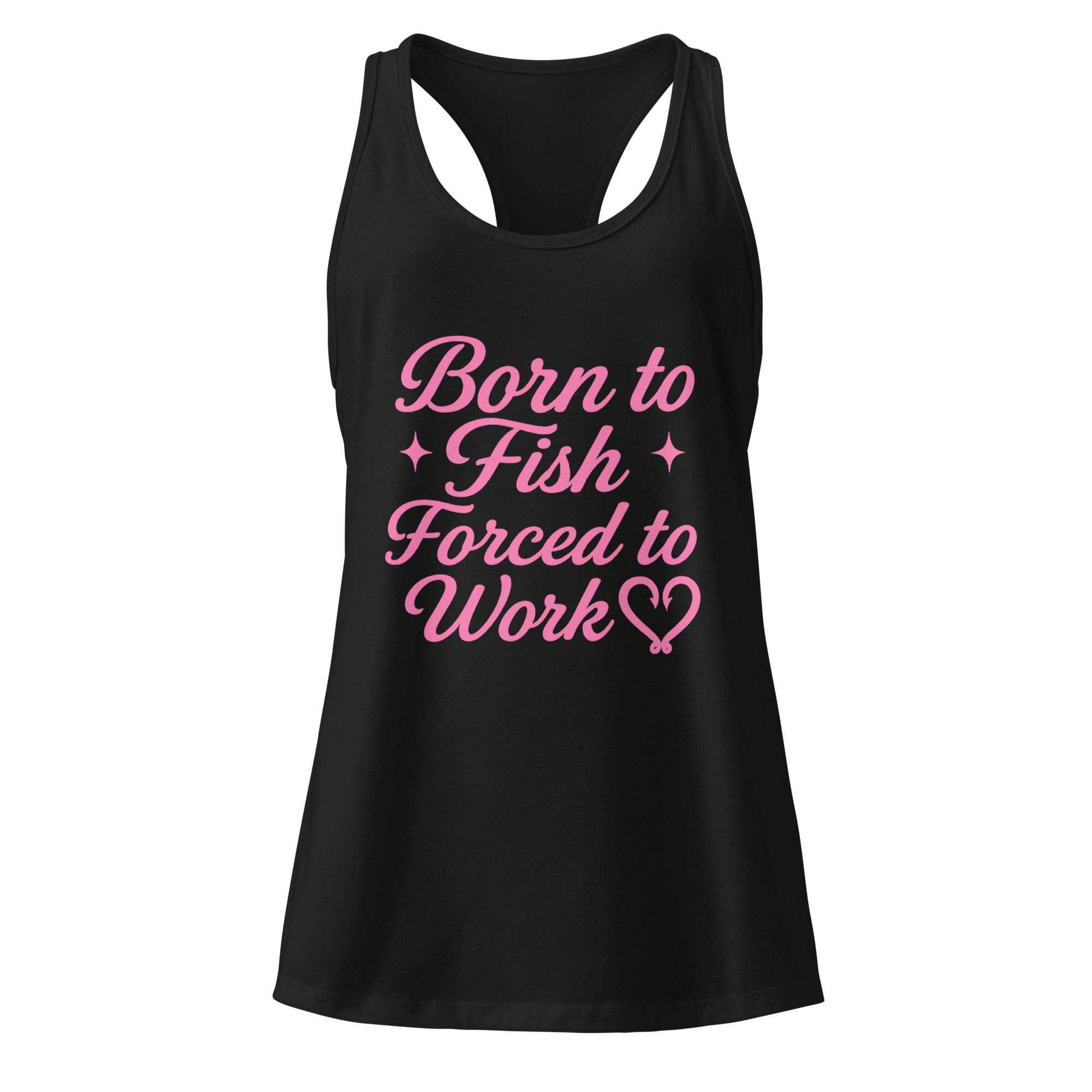 Born To Fish Racerback Front View Black