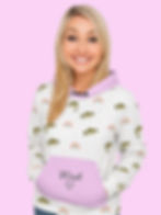 Model wearing Bass & Rainbows Hoodie front view