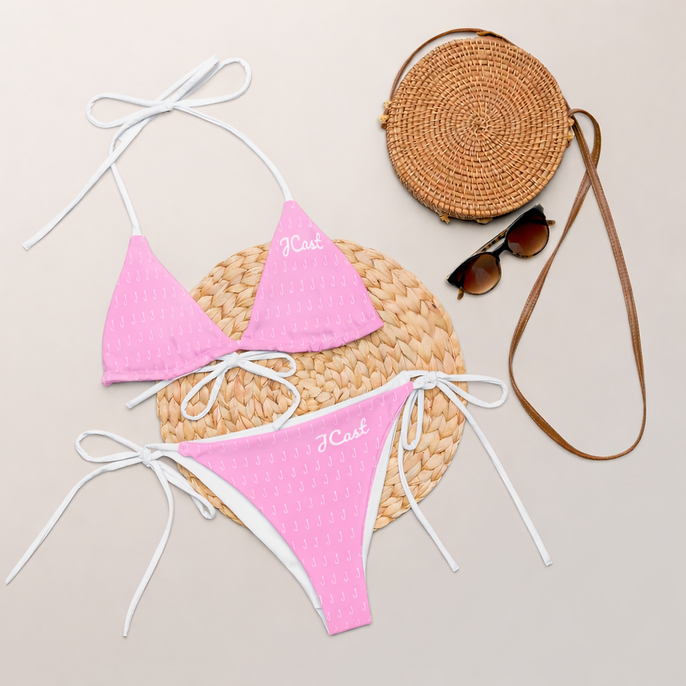 Made You Hook Pink Fishing Bikini Front View
