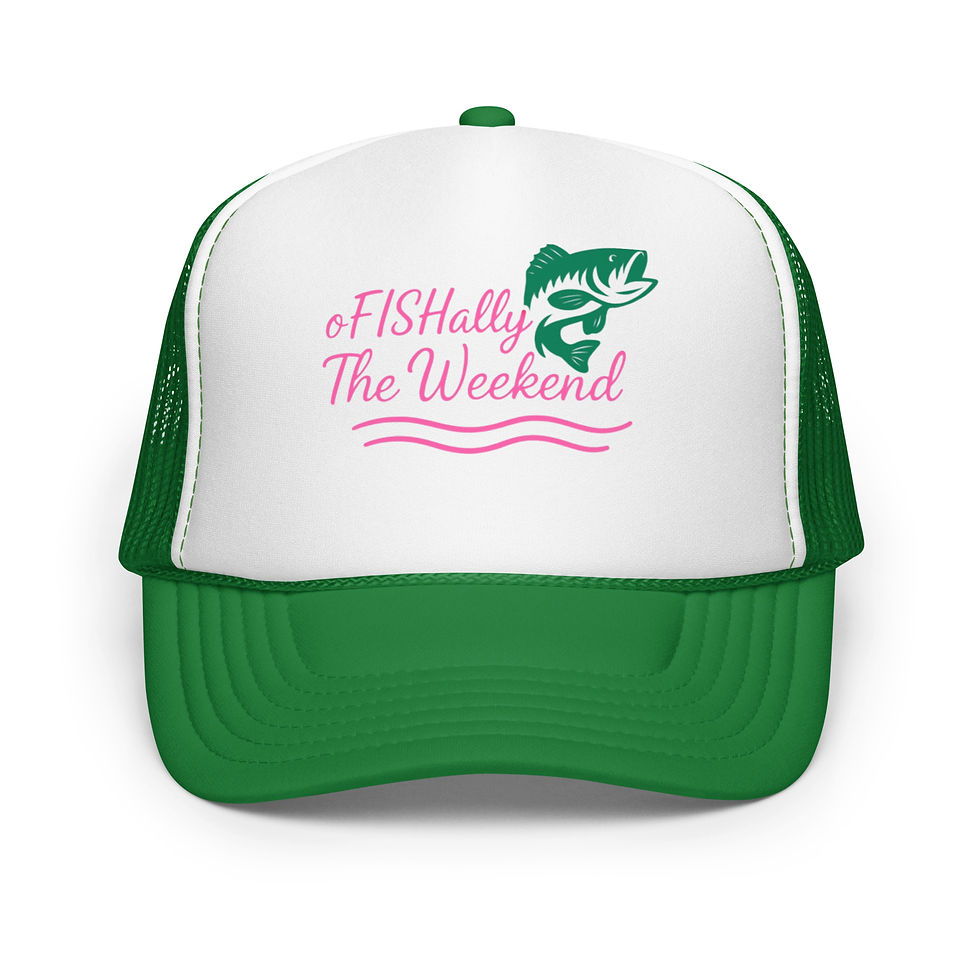 ofishally the weekend trucker hat green front view