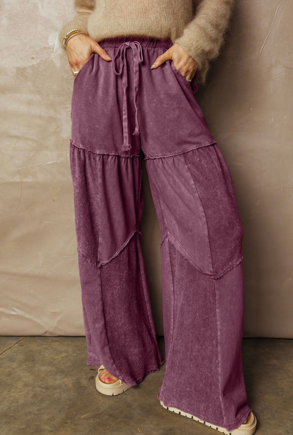 Thumbnail: Mineral Washed Tiered Wide Leg Pants