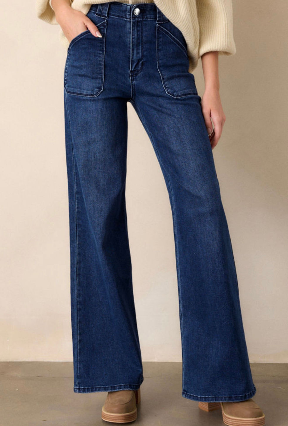 Thumbnail: Dirty Blue Straight Leg Mid Rise Jeans