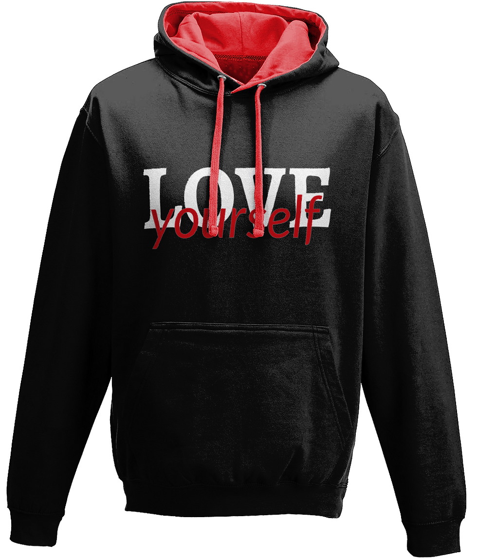 Unisex Contrast Hoodie - LOVE yourself (Red)