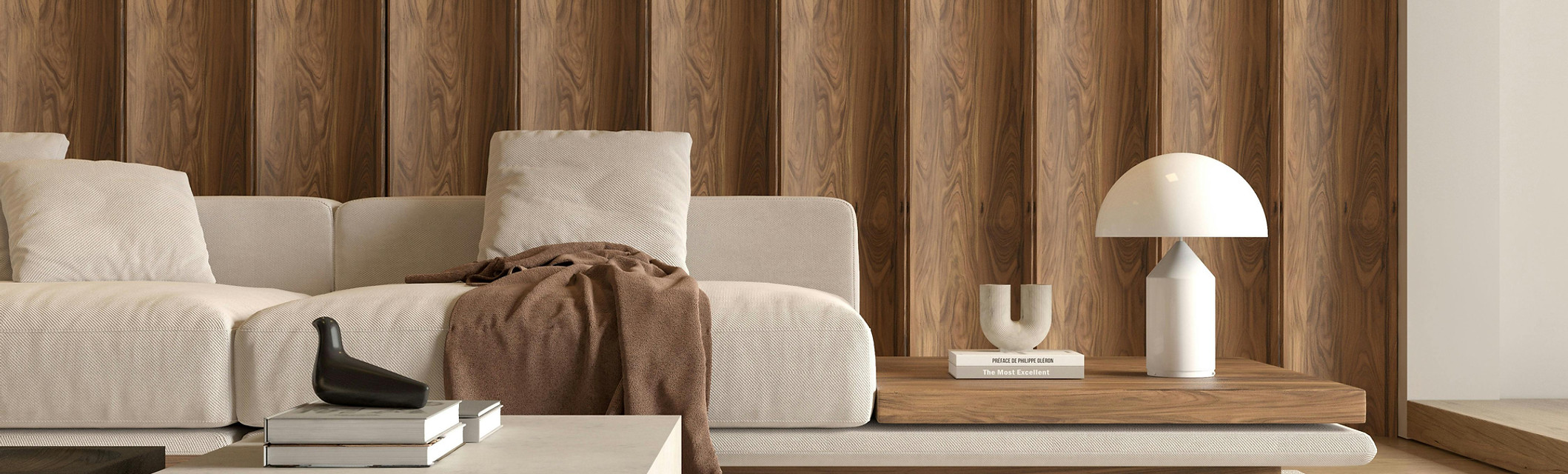 intérieur moderne et lumineux (grand salon ou pièce décorée, style neutre et élégant)