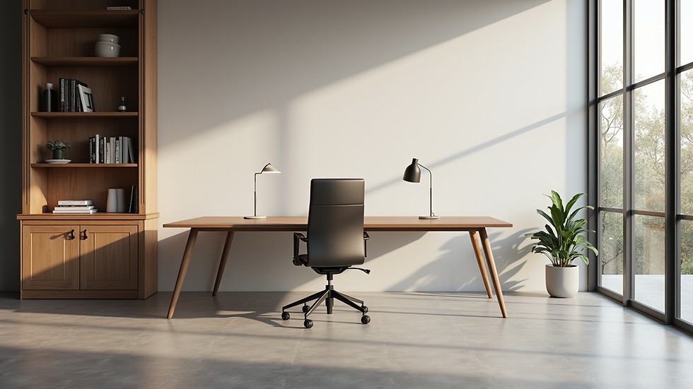 Vue rapprochée d’un bureau design avec des éléments décoratifs modernes