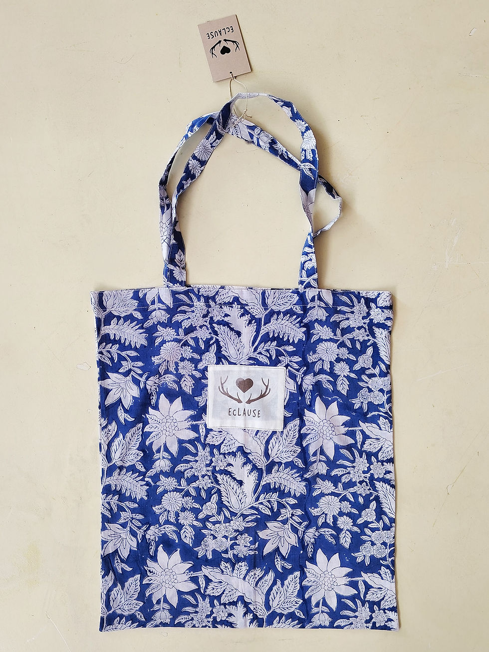 Shopper Lala azzurra fiori inglesi