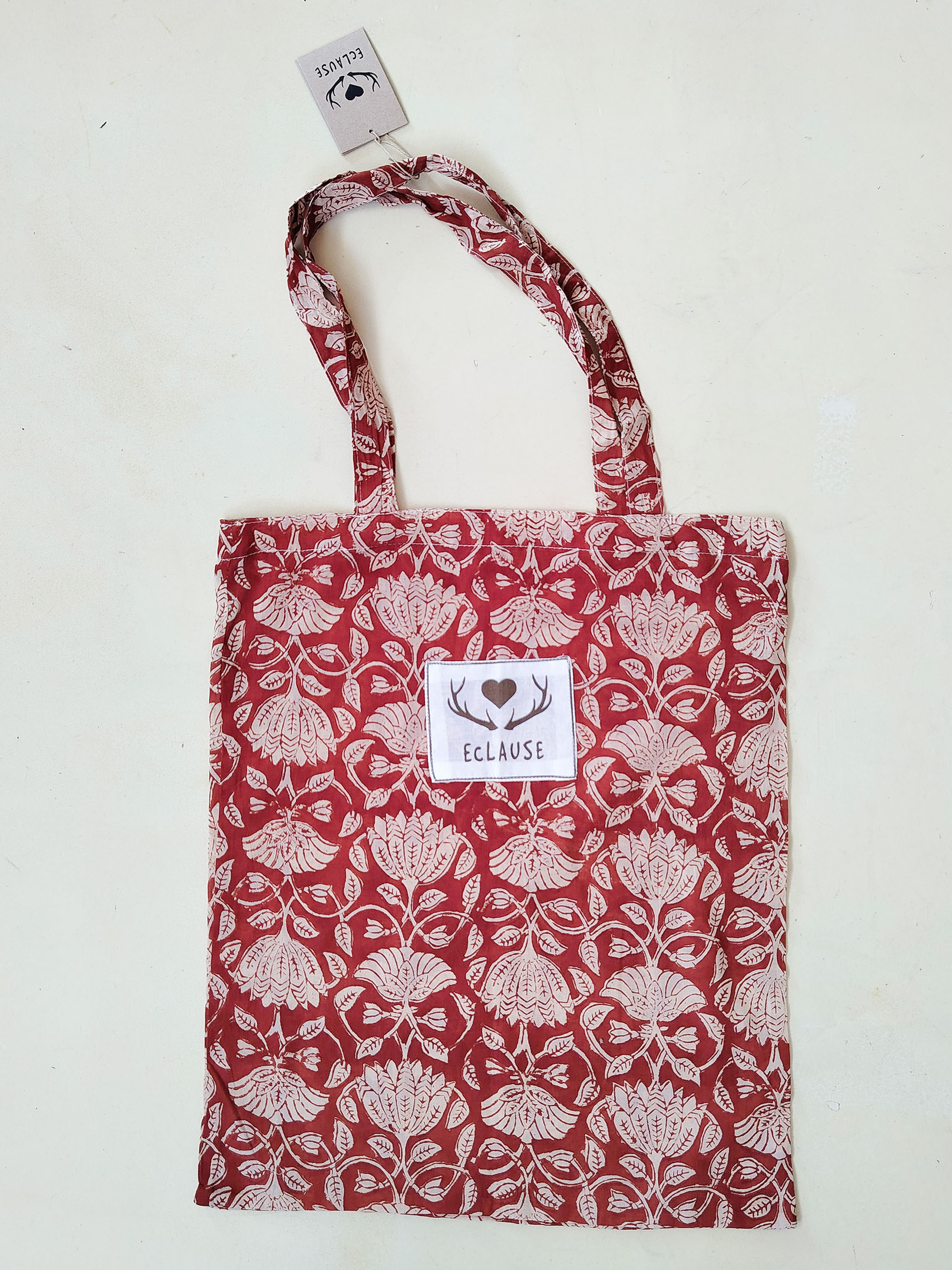 Shopper Lala rossa fiori inglesi beige