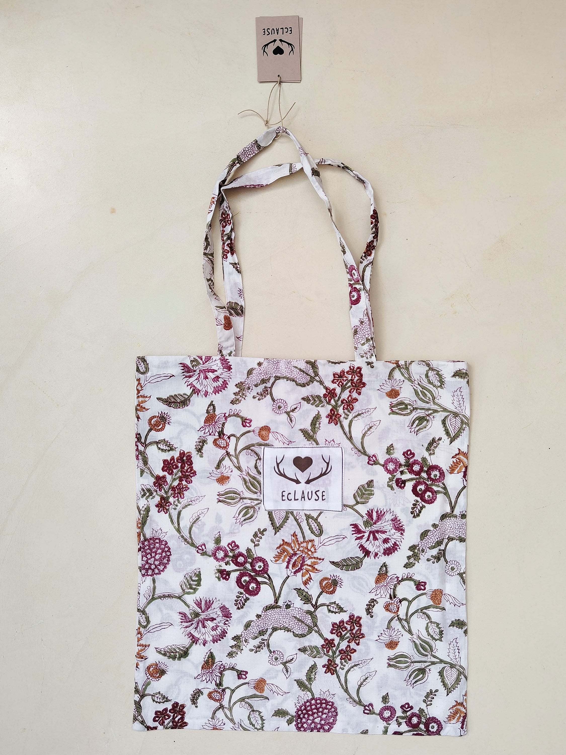 Shopper Lala bianca fiori inglesi