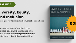 Book cover for "Diversity, Equity, and Inclusion" on clearance for $25. Includes text about a new edition release and signup invitation.