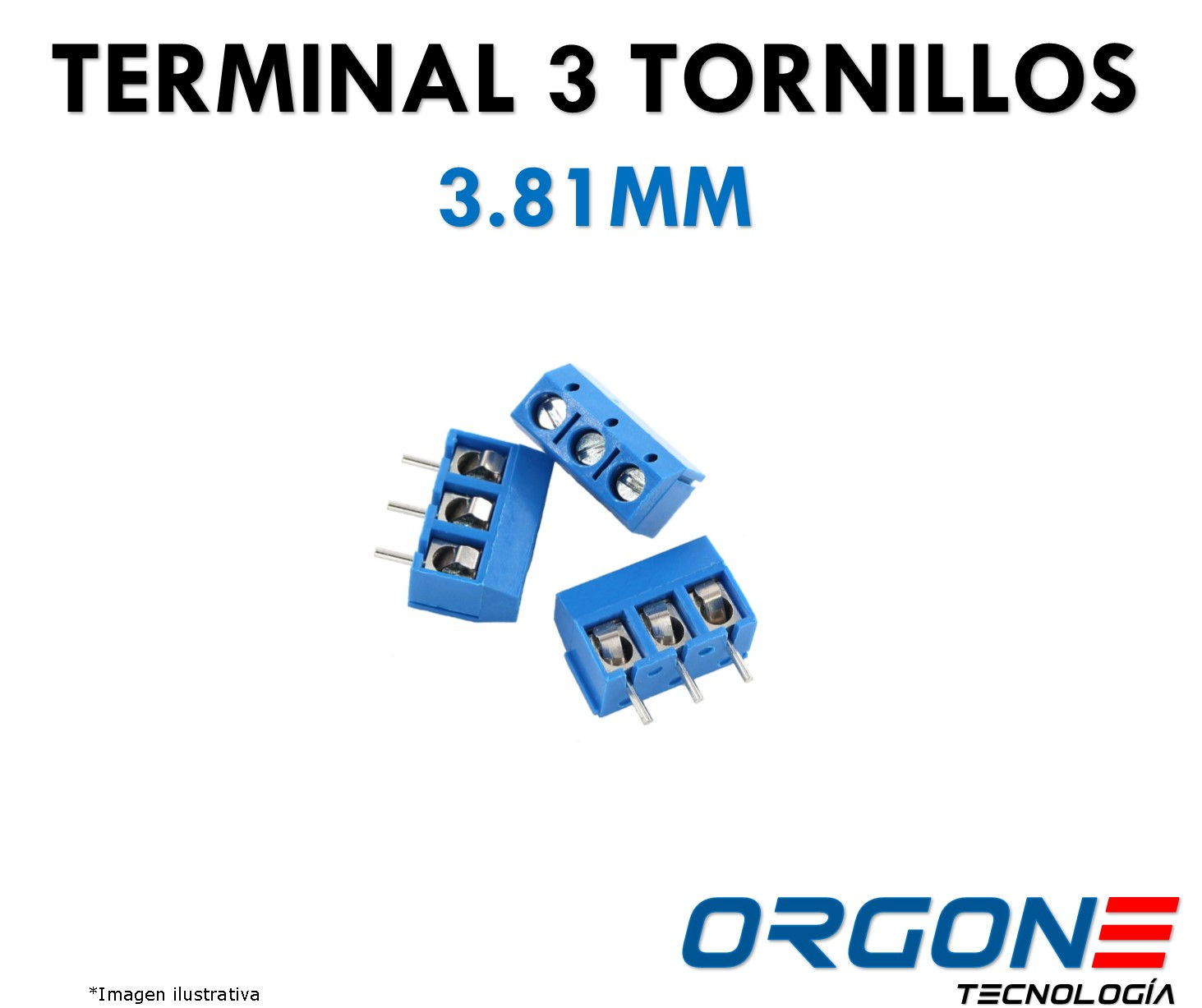 Terminal 3 tornillos mini 3.81mm