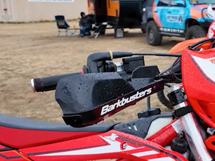 Hanguards mounted on motorcycle handlebars 