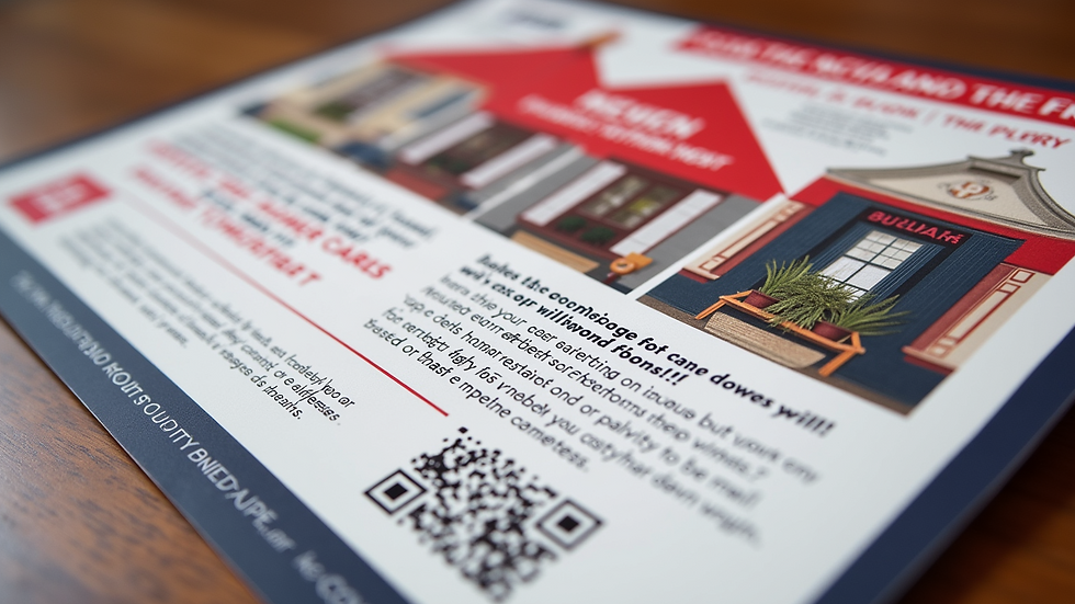 Close-up view of a flyer with a QR code and special offer