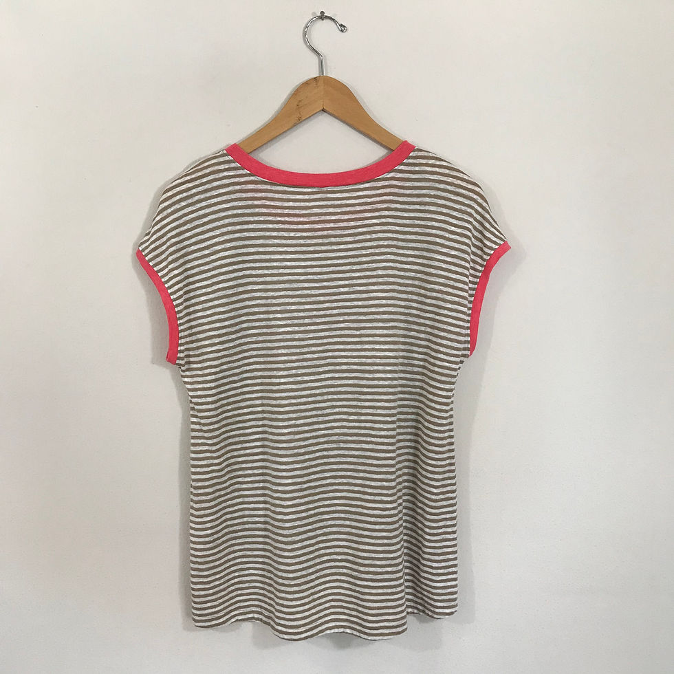 Thumbnail: Eileen Fisher Striped Linen Tee, Size SP