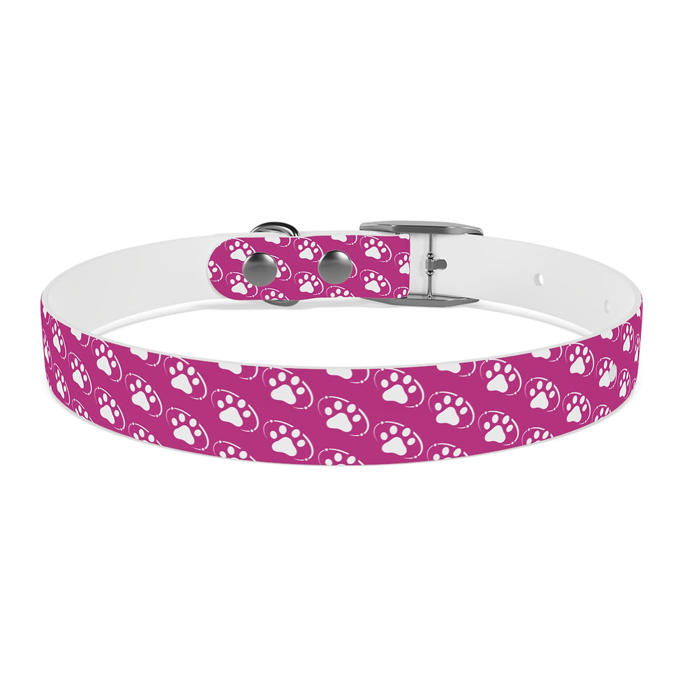Thumbnail: White Paw Print on Pink Dog Collar 