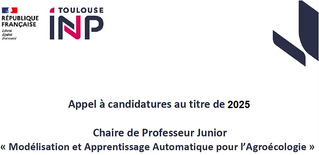 Appel à candidatures au titre de 2025 pour une chaire de Professeur Junior en « Modélisation et Apprentissage Automatique pour l’Agroécologie »