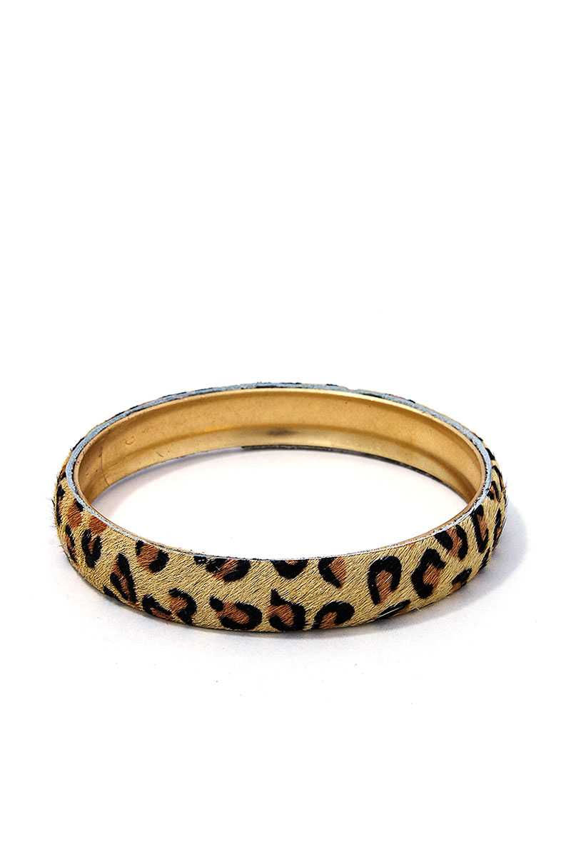 Thumbnail: Animal Print Metal Bangle Bracelet