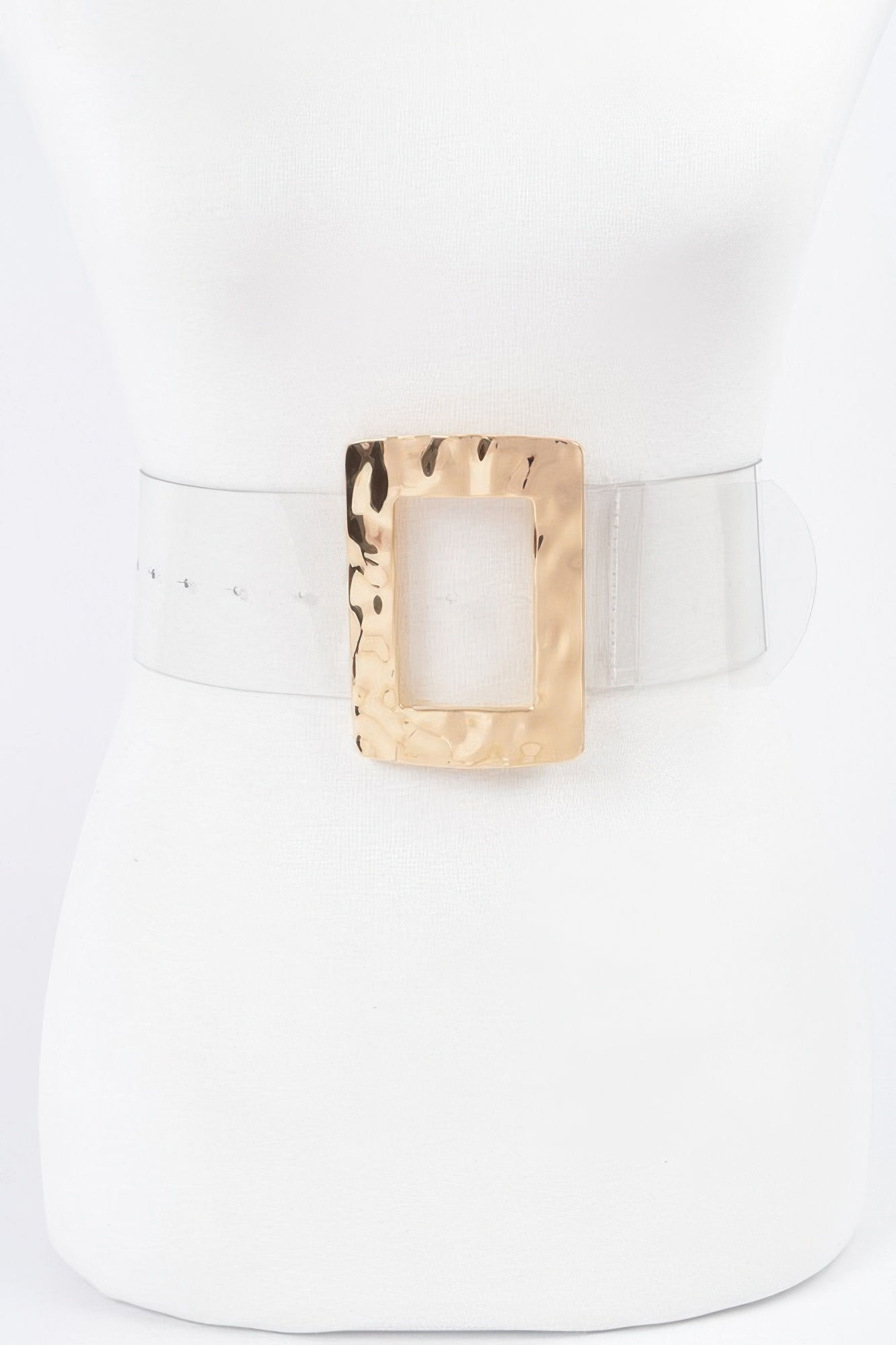 Rectangle Metal Buckle Plus Size Clear Belt