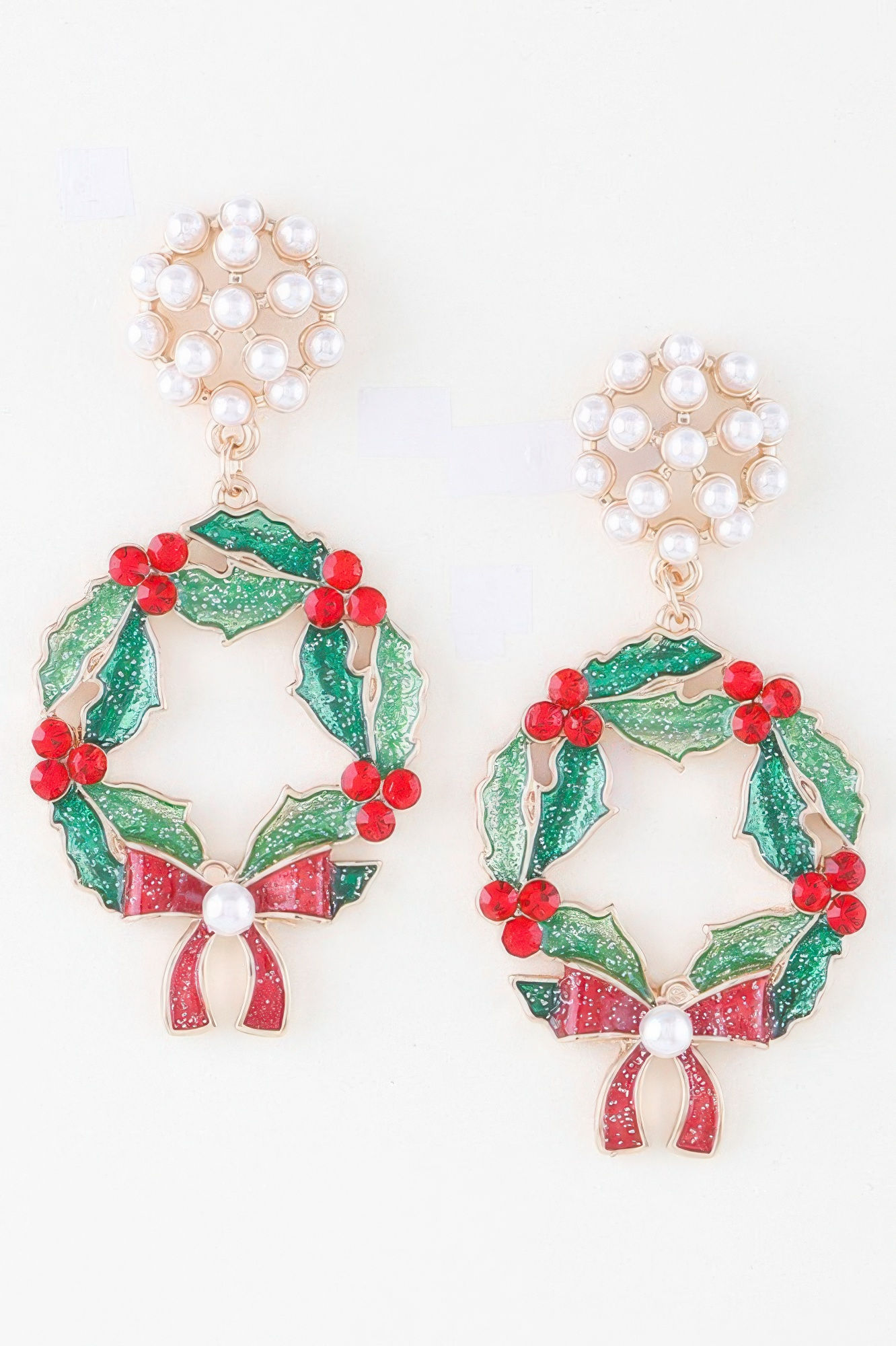 Jeweled Ribbon Wreath Earrings