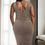 Thumbnail: Plus Size Square Neck Ruched Bodycon Midi Dress