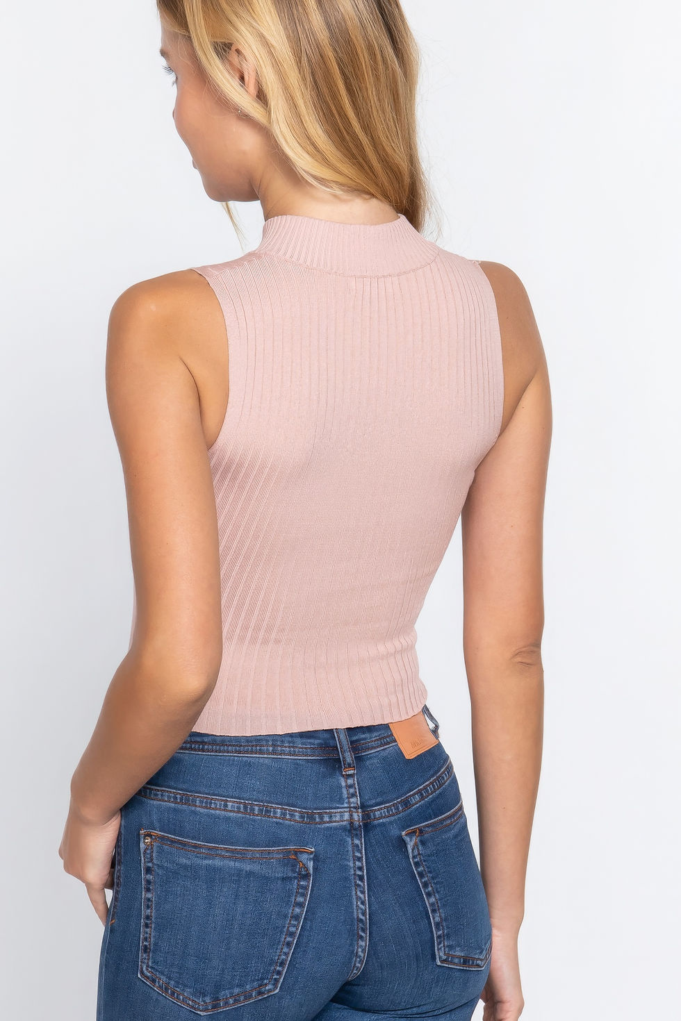 Thumbnail: Sleeveless Rib Sweater Top W/zipper     