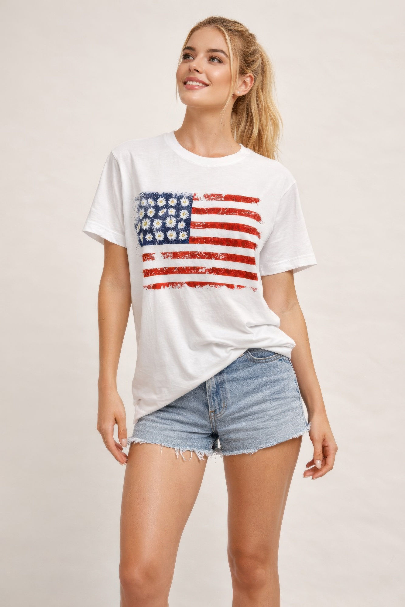 Vintage Americana Distressed Flag Graphic Tee    
